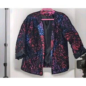 Trenz Wearable Art Color Jacket Blazer SZ 1X Geometric Perforated Fabric Unique